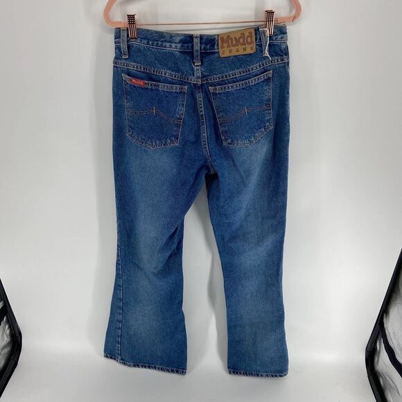 Mudd Button Fly Medium Wash Low rise Flare Leg Blue Jean Pant y2k 90s Jrs 5 - Picture 6 of 6